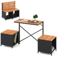 thumbnail image 2 of Costway 2-in-1 Outdoor Convertible Bench with Metal Frame PE Rattan Table and Chairs Set, 2 of 10
