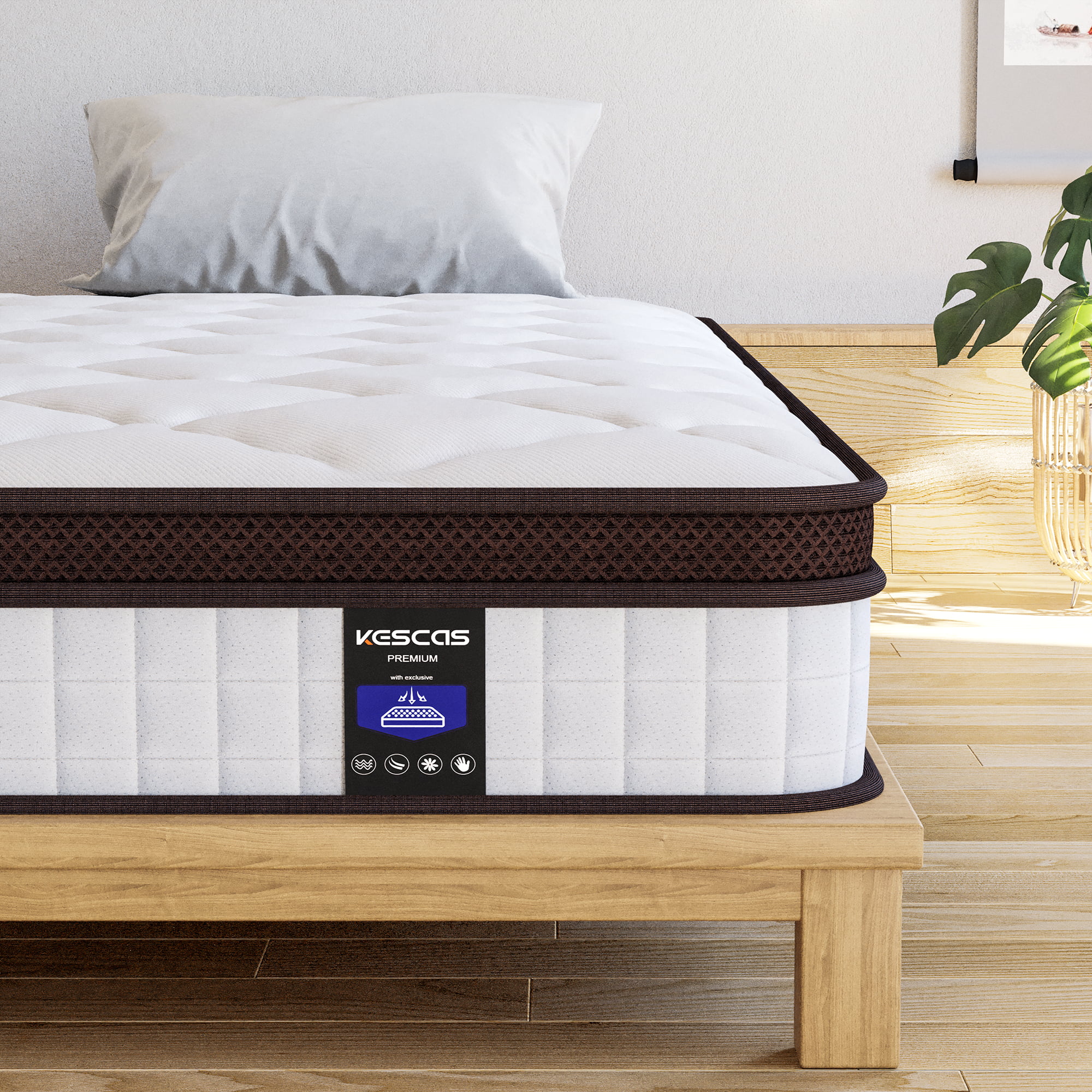 Designed to Improve Back Pain Relief and Deep Sleep 100 Nights Trial 10 Years Support Medium Firm Mattress in a Box Kescas 10 Inch Single Mattress Cool Breathable Memory Foam Hybrid 3FT Mattress 
