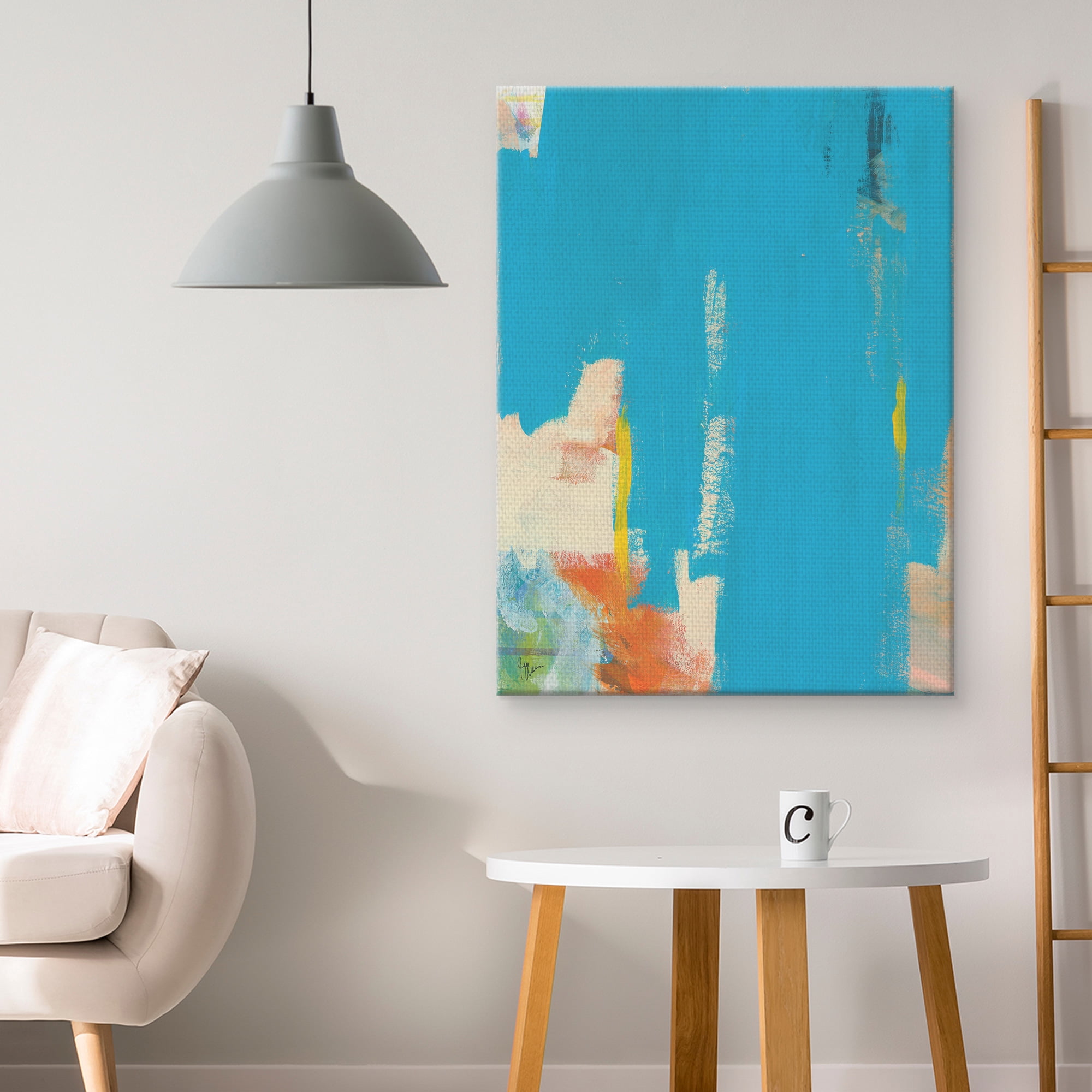 Masterpiece Art Gallery Aqua Tide Abstract by Jan Weiss Canvas Art Print 30" x 40"