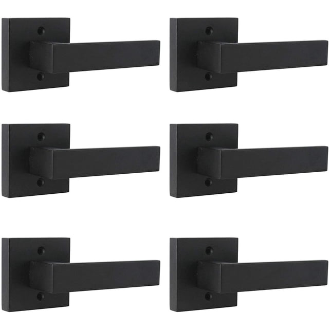 Serrures de Porte de Passage avec Rosace Carrée pour Porte Intérieure, Couloir Ou Garde-Robe, Levier de Porte Sans Clé à Fini Mat, Poignée de Porte Réversible Robuste