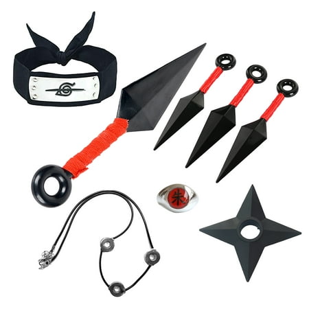 Naruto Anime Cosplay Weapon Kunai Shuriken Headband Ring Pendant