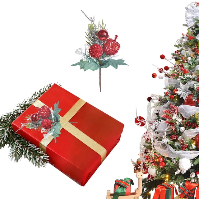 PEONAVET Boutures en Plastique Simulation de Noël Baies Fruits Rouges Arrangement Floral Décoration de Noël