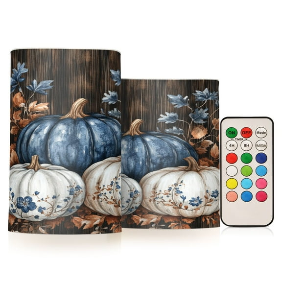 BZSMCE Flameless Candles LED Lights Oil Painting Of Pumpkins Creativity Battery Candles