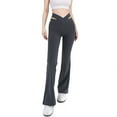 thumbnail image 2 of Leggings de cintura alta con aberturas para mujer: pantalones de yoga acampanados, diseño adelgazante que realza los glúteos, pantalones de fitness transpirables, 2 of 5