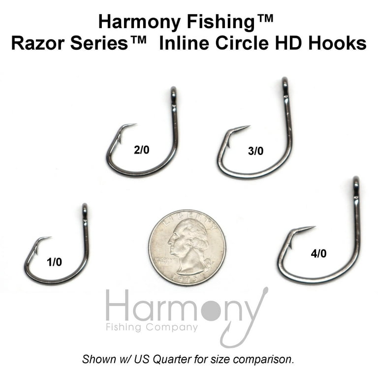 Harmony Fishing - Razor Series Inline Circle HD Hooks Non-Offset 2/0 10  Pack 