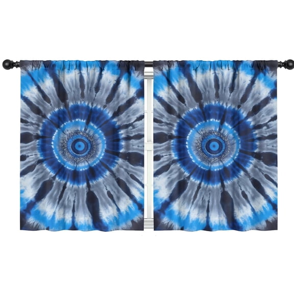 Blackout Kids Curtains,Blue White Tie Dye Spiral Pattern Childrens Insulated Curtains Set Of 2,Bedroom Essentials,Toddler Room Decor 42"x54"
