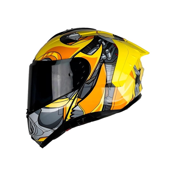 Casco Abatible Para Moto Kov Snow Transformers Bumblebee