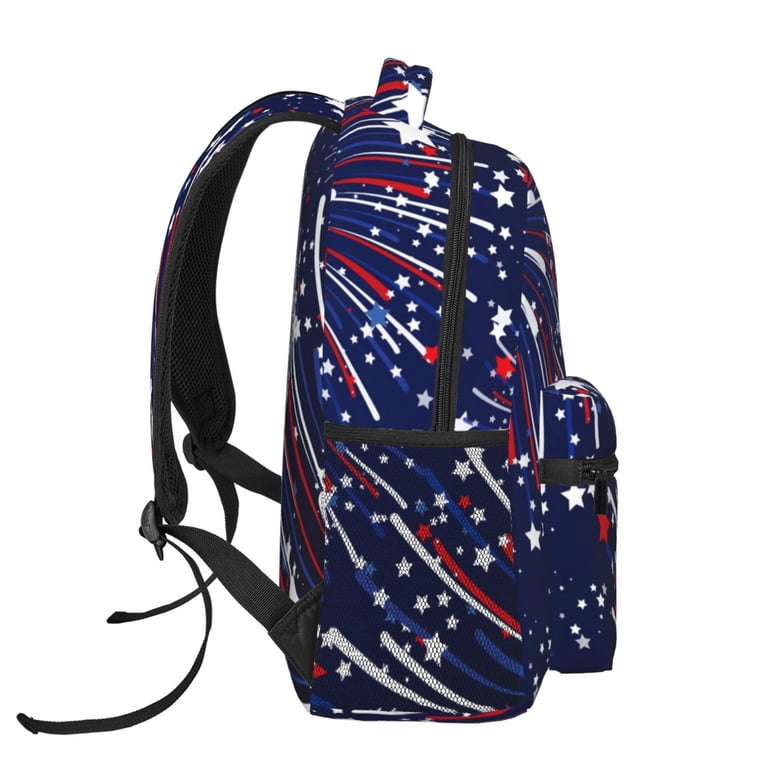 Japuie Red White Blue Fireworks 1 Print Laptop Backpack for  display picture 3