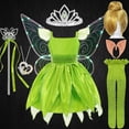 thumbnail image 3 of Disfraz de Campanilla para niña, disfraz de elfo verde para carnaval, fiesta de cumpleaños, Halloween, 3 of 5