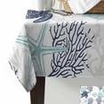 thumbnail image 3 of Teal Blue Coastal Tablecloth Rectangle Table Cloth 60x102 , Waterproof Tablecloth Outdoor Table Cloth, Sea Turtle Nautical Coral Summer Beach Washable Table Cover for Kitchen Dining Party, 3 of 8