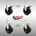 thumbnail image 2 of 5 Inch 316SS Hard Rubber Swivel 12mm Threaded Stem Caster Set 2 Lock Brake, 2 of 2