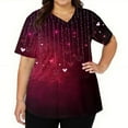 thumbnail image 4 of Valentines Scrubs Top for Women Hoilday Short Sleeve Cute Love Heart Printed Scrub Shirts Casual V Neck Scrubs Nursing Uniform Medical Nurse Workwear with Pockets Hot Pink 5XL, 4 of 6
