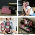 thumbnail image 5 of Fun-Casery for Samsung Galaxy S21 FE Case with Card Holder, RFID Blocking Wallet Case Durable PU Leather Kickstand Slim Heavy Duty Shockproof Protective Case for Samsung Galaxy S21 FE ,Winered, 5 of 9