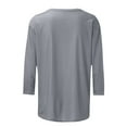 thumbnail image 4 of Guieoi Womens Tops Plus Size Ladies' New Trendy Day Printed Round Neck Three Quarter Sleeve 3/4 Sleeve T-shirt Loose Gray Black*Friday/Cyber*Monday, 4 of 5