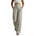 thumbnail image 2 of DeHolifer Women's Pants High Waist Casual Solid Color Straight Leg Work Business Dressy Pants Gray M, 2 of 6