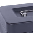 thumbnail image 5 of Caja de Dinero Sincero Pequeña con Cerradura Varios Compartimentos Plegable Acero Inoxidable Portátil Asa Color Negro Esmerilado Gran Tamaño con Llave, 5 of 5