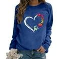 thumbnail image 1 of GPOECD Mode Femme Décontractée Couleur Unie Manches Longues Imprimé Lettre Col Rond Chandail en Molleton Sans Capuche Coupe Ample Chandail Confortable Bleu,P, 1 of 5