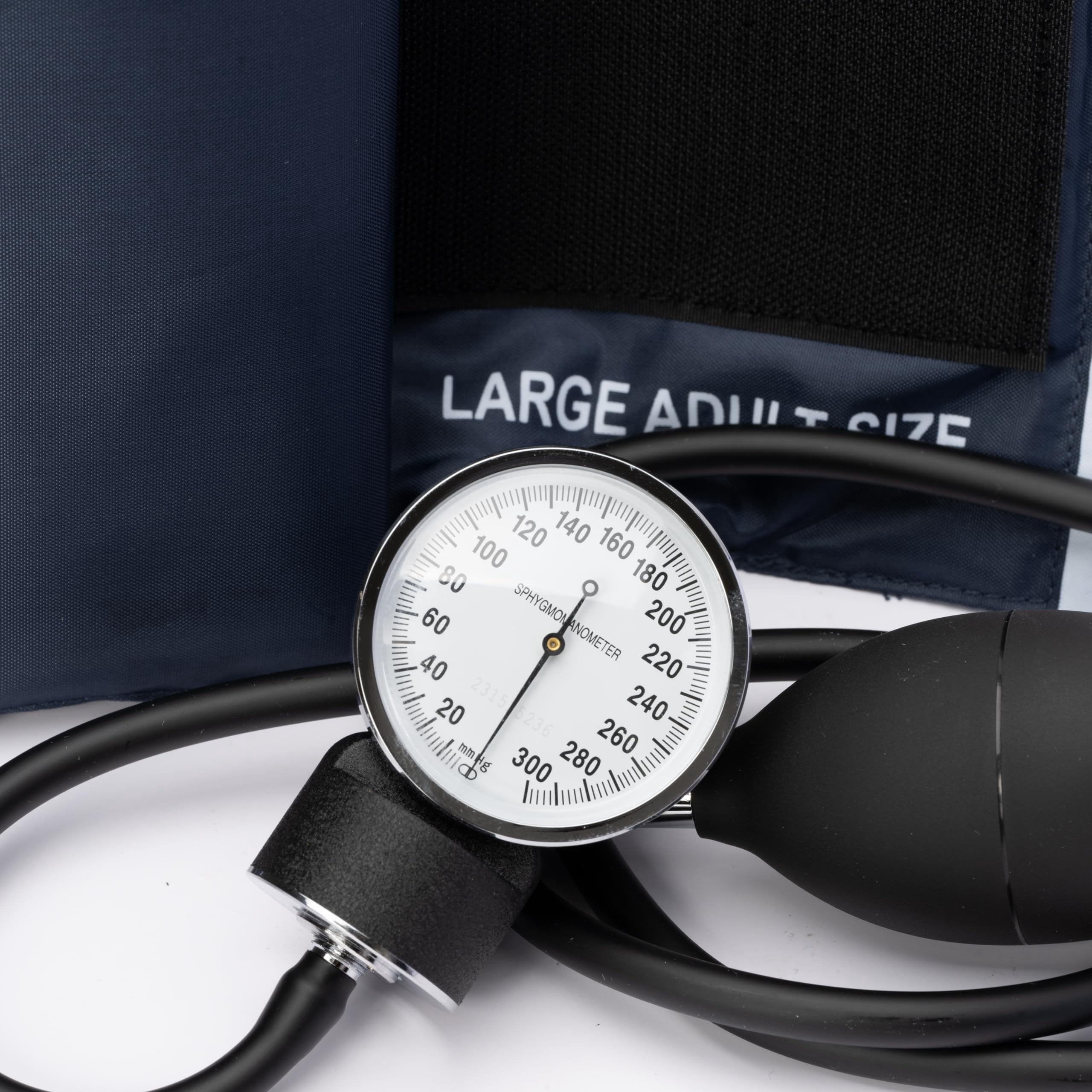 Henry Schein Essentials Economy Aneroid Sphygmomanometer-Large Adult, Size 12, Navy, Latex, Reusable- Comes with Leatherette Carry Case