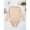 thumbnail image 5 of Lejafay Kids Girls Basic Long Sleeve Leotards Ballet Dance Gymnastics Bodysuit Nude Undergarment Mock Neck 120, 5 of 7