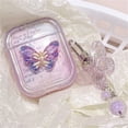 thumbnail image 4 of Cute 3D Butterfly Purple New Headphones Case for AirPods 1 2 3 with Beads Pendant Protective Shell Soft Cover for AirPods Pro 2 (A,for airpods pro 2), 4 of 6
