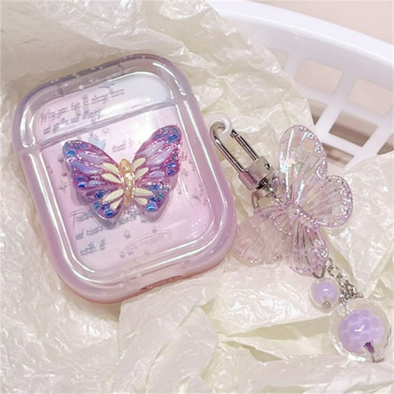 Cute 3D Butterfly Purple New Headphones Case for AirPods