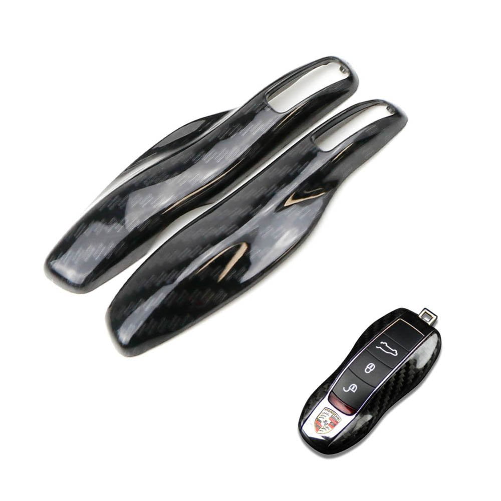 iJDMTOY Gloss Metallic Carbon Fiber Pattern Key Fob Shell Compatible With  Porsche Cayenne Panamera Macan 911 etc., Exact Fit Smart Remote Case