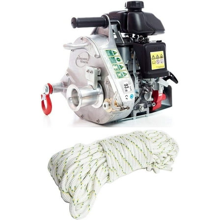 Portable Winch PCW5000 Gas-Powered Capstan Pulling Winch with PCA-1215M Double-Braided Polyester Rope (Bundle, 2 Items)