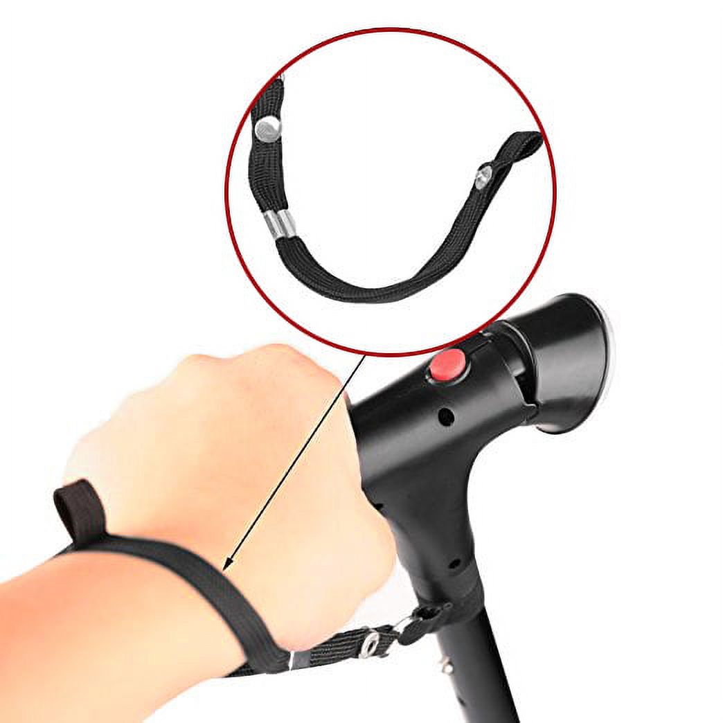 Deluxe Comfort Multi Function Cane and Walking Stick with Led Flashlight - Lightweight Collapsible Aluminum - Flashing Red Alert Lights & Emergency Siren - Safety Aid - Cane, Black