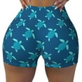 thumbnail image 2 of Haiem Cute Turtle No Front Seam Biker Shorts for Women Yoga Workout Gym Bike Shorts with Tummy Control Moisture-Wicking-Large, 2 of 9