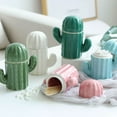 thumbnail image 2 of Ceramic Cactus Decorative Toothpick Holder - White Bathroom Cotton Swab Jar, Small Cactus Canister, Floss Container Cute Toothpick Floss Organizer for Kitchen Bathroom Decor(One Pcs), 2 of 5
