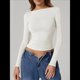 thumbnail image 4 of Camisa de Larga con Cuello Redondo para Mujer, Básica, con Doble Forro y Fruncido Lateral, para Salir XL, 4 of 7