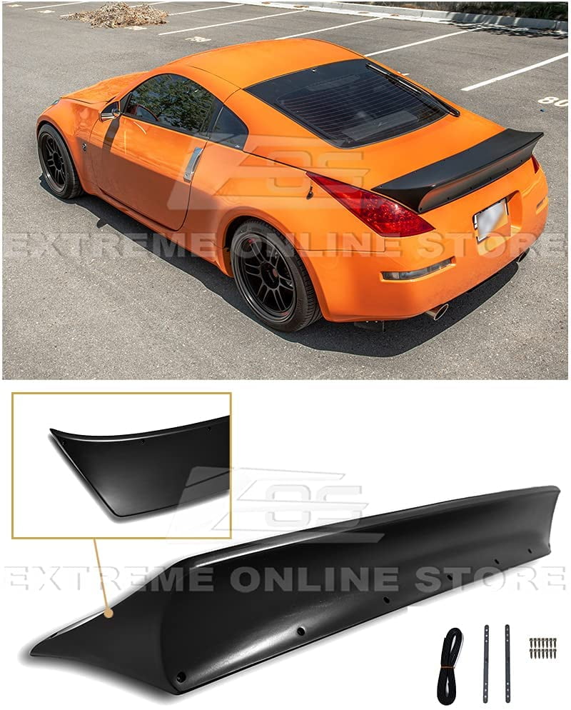 nissan rear spoiler on Replacement For 2003 2008 Nissan 350z Fairlady Z34 Eos Rocket Bunny Style Fiberglass Primer Black Duckbill Rear Trunk Lid Wing Spoiler Walmart Com Walmart Com