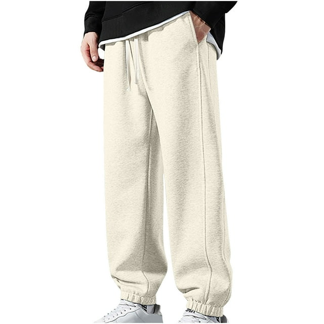 Pisexur Men's Jogging Pants Solid Color Straight Leg Sweatpants Elastic Waist Drawstring Athletic Pants for Men Casual Pants Elastic Bottom Plus Size Sweatpants with Pockets S-5XL