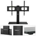 Allieroo Table Top TV Stand for most 32 60 inch TVs; Black Glass Base