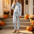 thumbnail image 5 of YunPes Girls Solid Metallic Glossy Leotard Jumpsuit Soft Stretchy Shiny Long Sleeve Onesies Halloween Dress-Up Party Performance Wear, 5 of 8