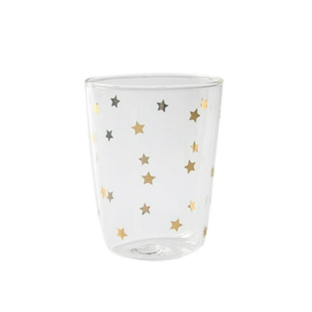 

390ML Heat Resistant Glass Breakfast Cup Golden Stars Coffee Cup Milk Mug Thicken Juice Cup Drinking Cup