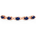 thumbnail image 3 of Gem Stone King 18K Rose Gold Plated Silver Blue Created Sapphire Bracelet for Women (5.00 Cttw, Gemstone September Birthstone, Oval 7X5MM, Fully Adjustable up to 9 inches), 3 of 5