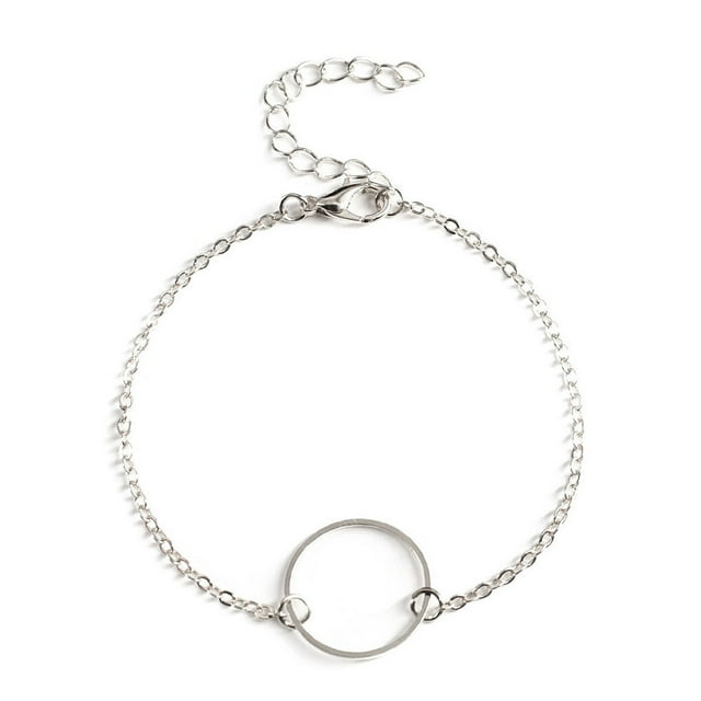fastboy Boucle de Mode Délicat Réglable Résistant à l'Usure Rond Or Bracelet Cheville en Argent Chaînes de Pied de Jour Valentines pour les Femmes Argent