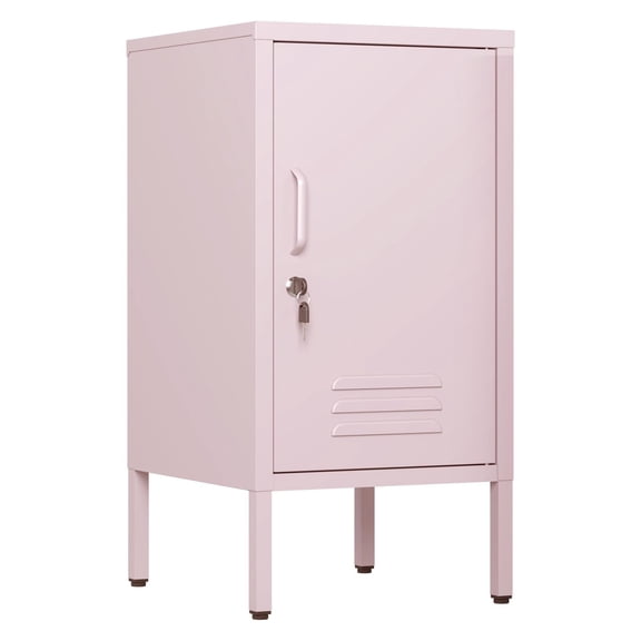 Secure Lockable Metal Nightstand with Locking Door & 2 Adjustable Shelves – Durable Storage Cabinet for Bedroom, Living Area & Office. Easy to Assemble, Compact Design for Small Spaces.