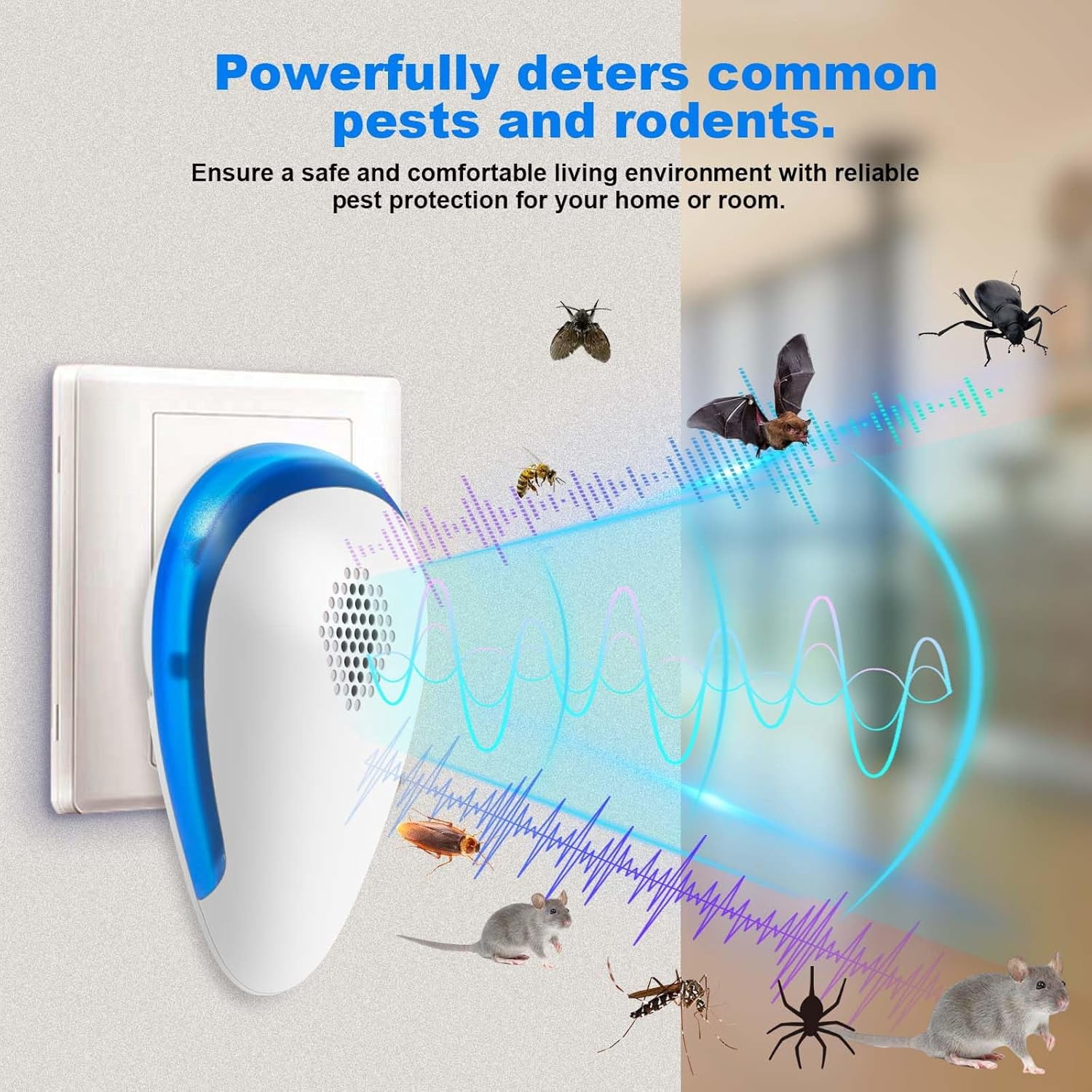 Ultrasonic Pest Repeler , Pest Control Ultrasonic Repelent, Electronic Bug Repelent for Ant, Mosquito, Mice, Spider, Roach, Rat, Flea, Fly