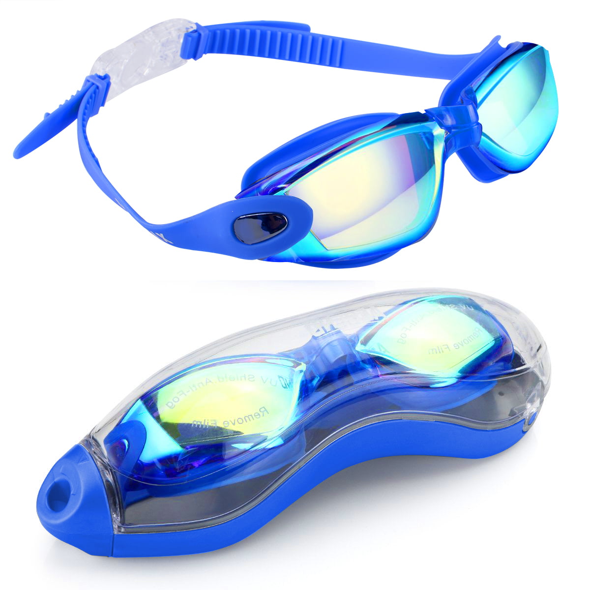 Swimming Goggles No Leaking Anti-Fog UV Protection with Ear Plugs and Free Case, 