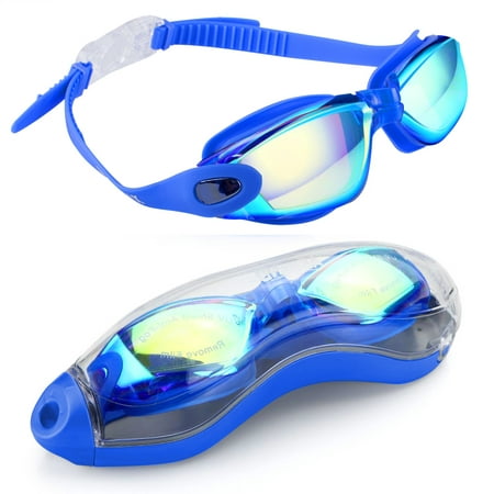 Reactionnx Swim Goggles, No Leaking Anti Fog UV Protection Swimming Goggles for Men Women Adult Youth Kids (Over 6 Years Old) with Free Protection