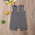 thumbnail image 2 of Baby Summer Romper Wide/Thin Striped Sleeveless Round Neck Button, 2 of 5