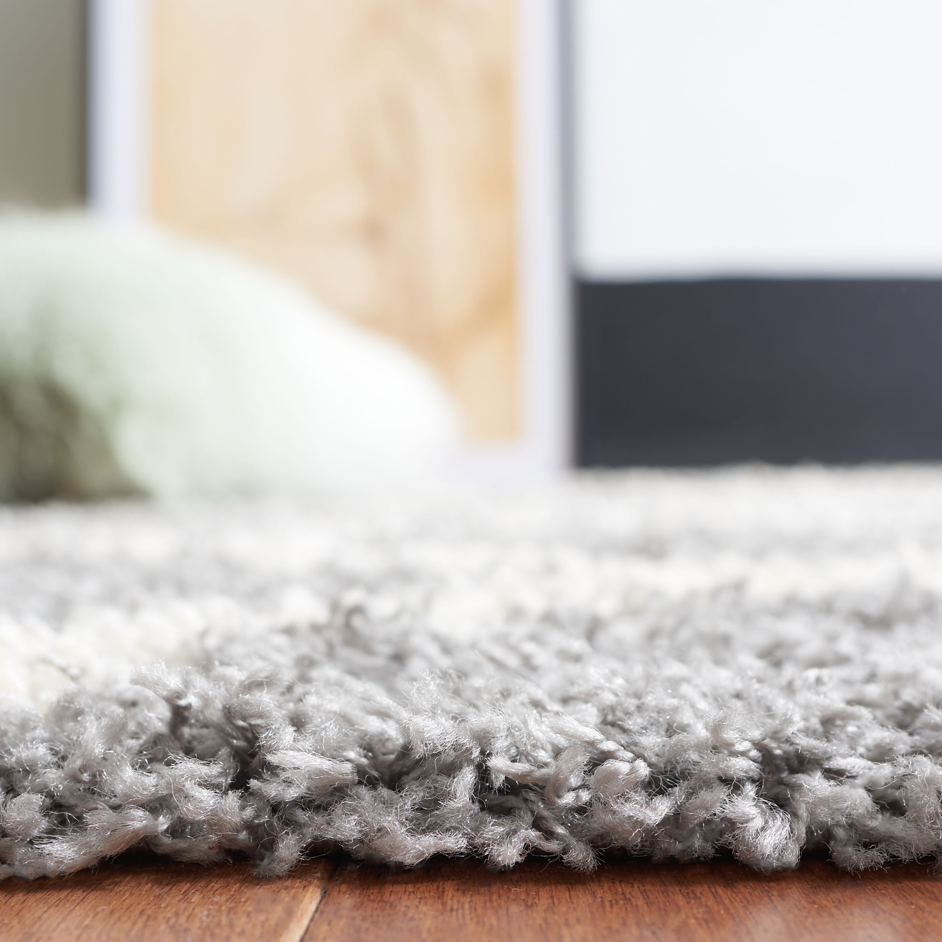 SAFAVIEH Dallas Logan Geometric Shag Runner Rug, Grey/Ivory, 2'3" x 6'