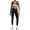 Black, variant on PISONIC Women Workout Set Two Pieces Adjustable Straps Color Block Sports Bra High Waist Leggings Gym Work Outfits with Pockets