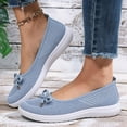 thumbnail image 3 of Women's Lightweight Knit Slip On Walking Shoes Comfortable Low Top Wedge Loafers Breathable Non Slip Ballet Flats Blue Size 6, 3 of 5
