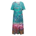 thumbnail image 3 of Hvot&aat Women's Elegant Vintage Printed Dresses Loose Fit Short Sleeve A-Line Maxi Dress Boho Beach Dress, 3 of 4