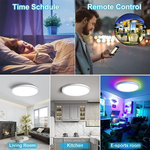 Dvkptbk Lamps and Lanterns Embedded Intelligent Ceiling Lamp LED Wifi and Compatible Adjustable-Backlight WiFi Intelligent Ceiling Lamp Lamps & Lighting