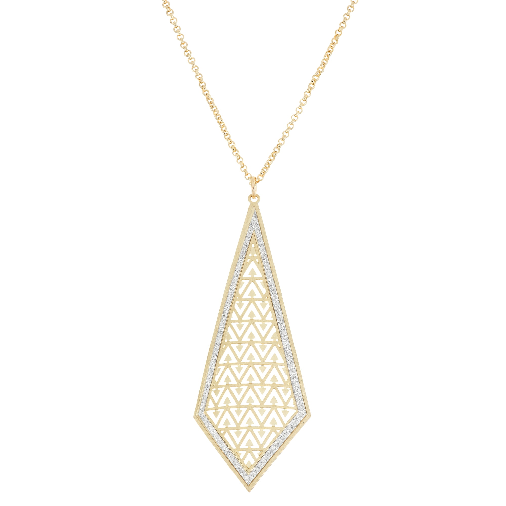 Diamond Shape Pendant Necklace Gold Plate