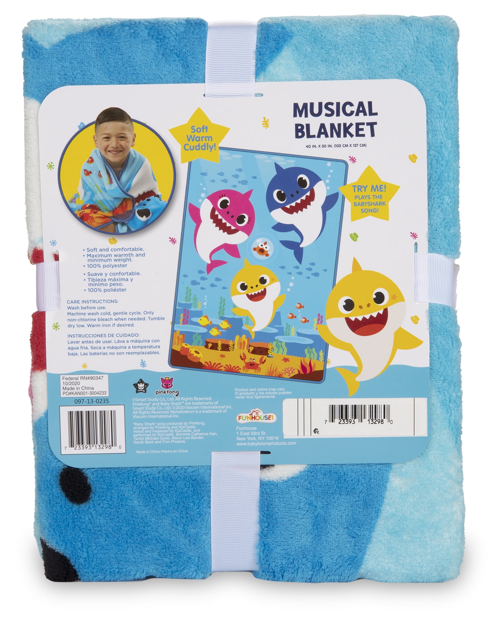 Baby Shark Soft Coral Plush Musical Toddler Blanket for Boys and Girls